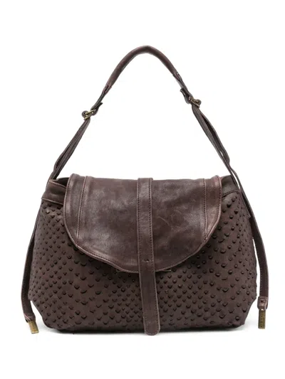 Mialuis Perforated Leather Shoulder Bag In Brown