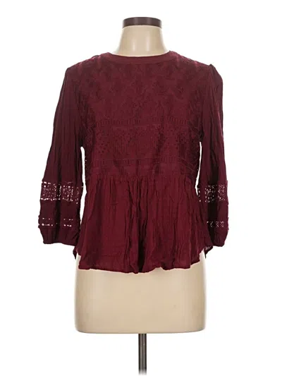 Pre-owned Miami 3/4 Sleeve Blouse In Burgundy
