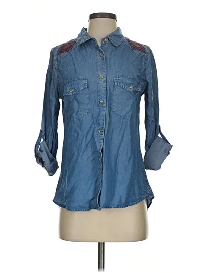 Pre-owned Miami 3/4 Sleeve Button Down Shirt In Blue