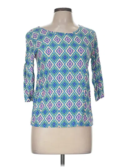 Pre-owned Miami 3/4 Sleeve Top Teal Square Neckline Tops