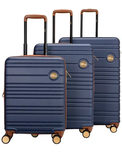 Miami Carry On Brickell 3pc Expandable Retro Spinner Luggage Set In Blue