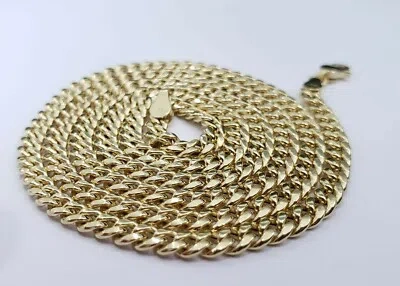 Pre-owned Miami Cuban Sale Men 10k Yellow Gold  Link Chain 4mm 22 Inches Necklace Lobster