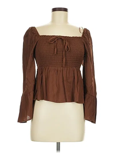 Pre-owned Miami Long Sleeve Blouse In Brown