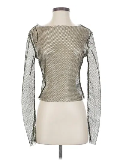 Pre-owned Miami Long Sleeve Top Silver Metallic Pattern Square Neckline Tops