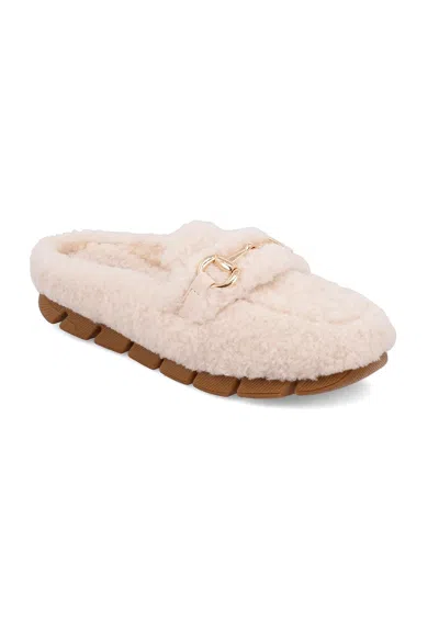 Miami Shoe Women's Berkley Shearling Mules In Off White In Pink