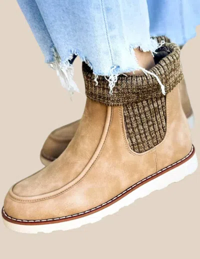 Miami Shoe Women's Tis The Season Slip On Moc Bootie In Taupe In Grey