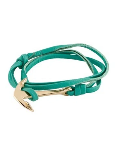 Pre-owned Miansai Anchor Half-cuff Leather Bracelet In Multi