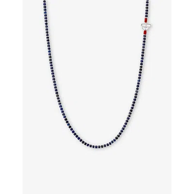Miansai Mens Blue Kato Lapis Rhodium-plated Sterling Silver Necklace