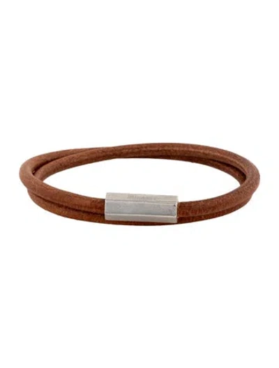 Pre-owned Miansai Leather Bare Wrap Bracelet In Brown