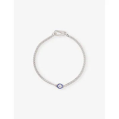 Miansai Mens Single Blue Eye Rhodium-plated 925 Sterling Silver Bracelet