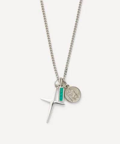 Miansai Mens Sterling Silver Aegis Trilogy Pendant Necklace