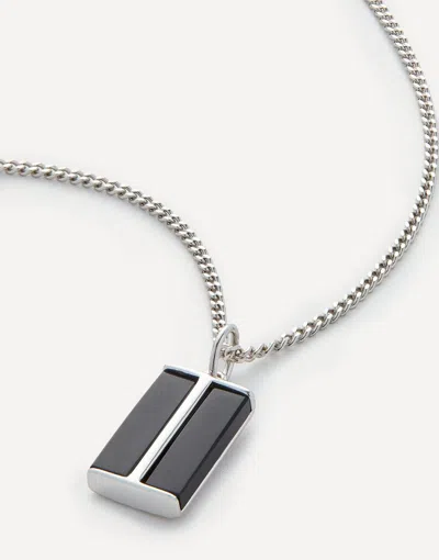 Miansai Mens Sterling Silver Duo Onyx Pendant Necklace