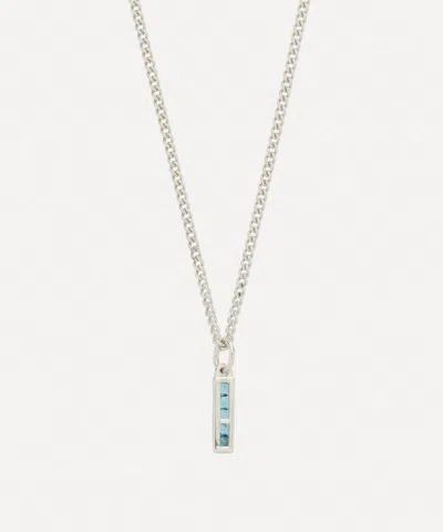 Miansai Mens Sterling Silver Slim Totem Topaz Pendant Necklace