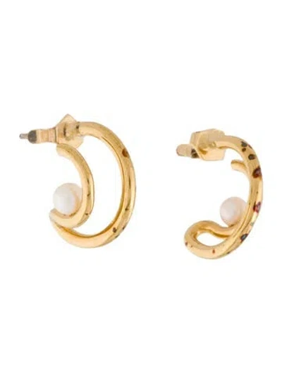 Pre-owned Miansai Pearl Nia Hoop Earrings In Multi