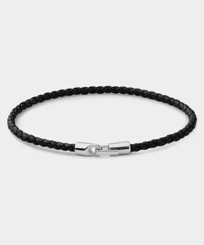 Miansai Sterling Silver Leather Cruz Bracelet In Black