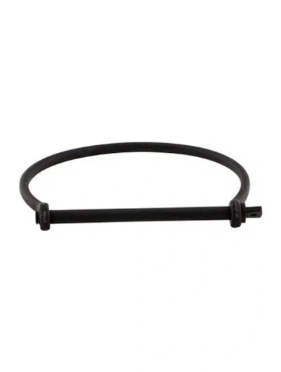 Pre-owned Miansai Thin Screw Cuff Bracelet, 7.25" In Black