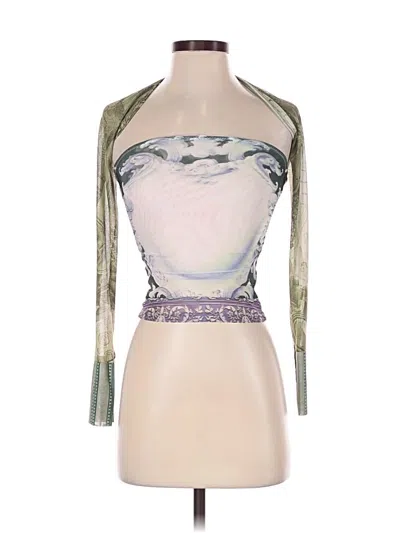Pre-owned Miaou 3/4 Sleeve Top Green Sweetheart Neckline Tops