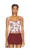 Miaou Agnes Corset Maroon Toile In Burgundy
