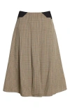 MIAOU MIAOU ALBRA CHECK PLEATED WOOL MIDI SKIRT