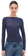 MIAOU AMELIA TOP BLUE POLKA DOTS