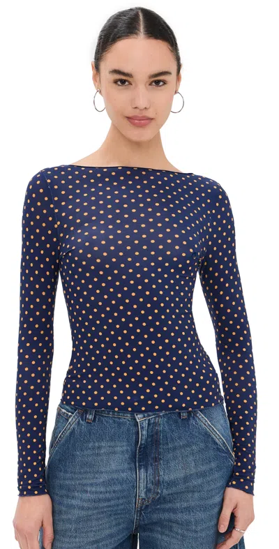 MIAOU AMELIA TOP BLUE POLKA DOTS