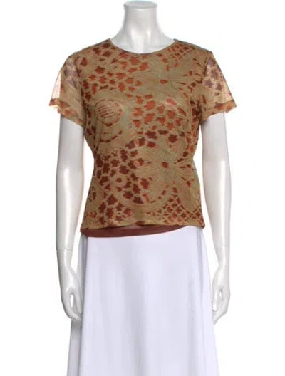 Pre-owned Miaou Animal Print Crew Neck T-shirt In Brown