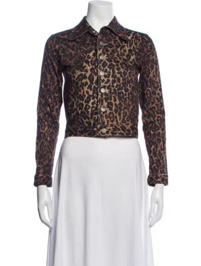 Pre-owned Miaou Animal Print Denim Jacket In Black