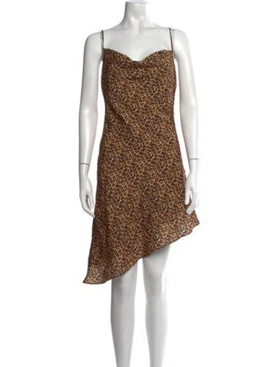 Pre-owned Miaou Animal Print Mini Dress W/ Tags In Brown