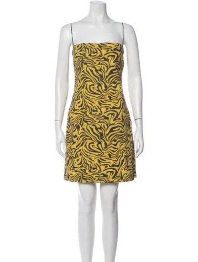 Pre-owned Miaou Animal Print Mini Dress In Yellow