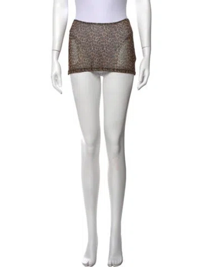 Pre-owned Miaou Animal Print Mini Skirt In Black