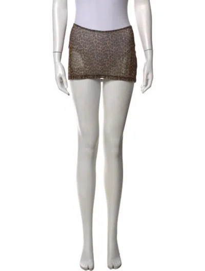 Pre-owned Miaou Animal Print Mini Skirt In Black