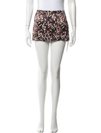 Pre-owned Miaou Animal Print Mini Skirt In Brown