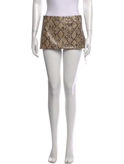 Pre-owned Miaou Animal Print Mini Skirt In Neutrals