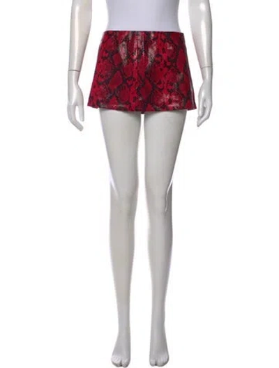 Pre-owned Miaou Animal Print Mini Skirt W/ Tags In Red