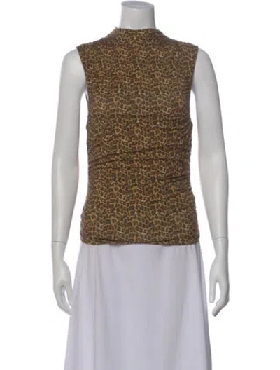 Pre-owned Miaou Animal Print Mock Neck Top W/ Tags In Multi