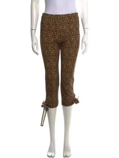 Pre-owned Miaou Animal Print Skinny Leg Pants In Brown