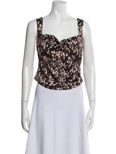 Pre-owned Miaou Animal Print Square Neckline Top In Blue