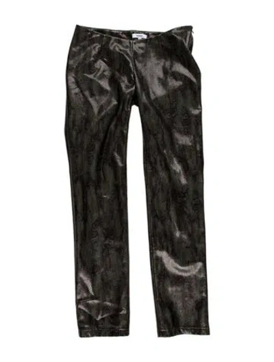 Pre-owned Miaou Animal Print Straight Leg Pants In Black