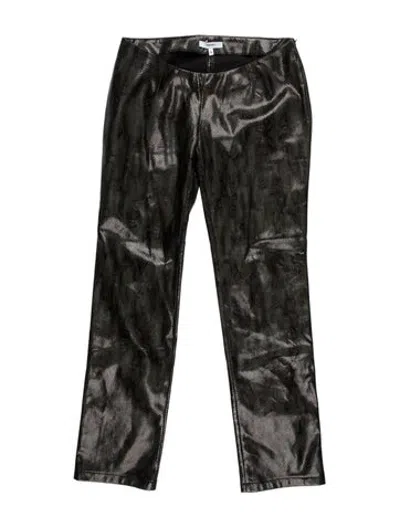 Pre-owned Miaou Animal Print Straight Leg Pants In Black