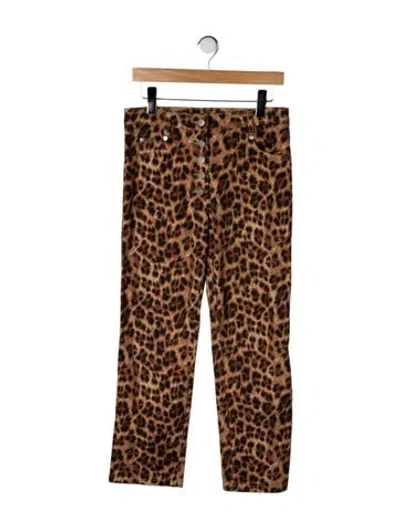 Pre-owned Miaou Animal Print Straight Leg Pants In Brown
