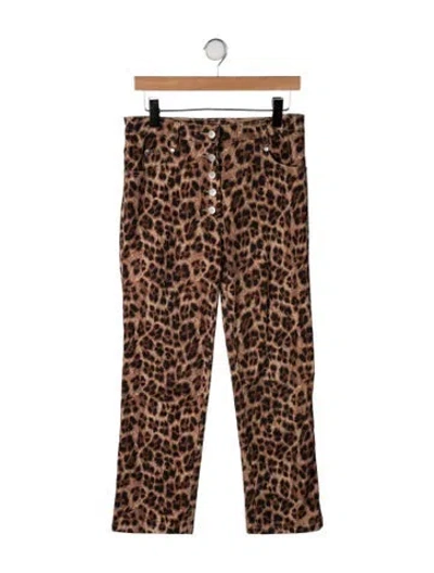Pre-owned Miaou Animal Print Straight Leg Pants In Brown