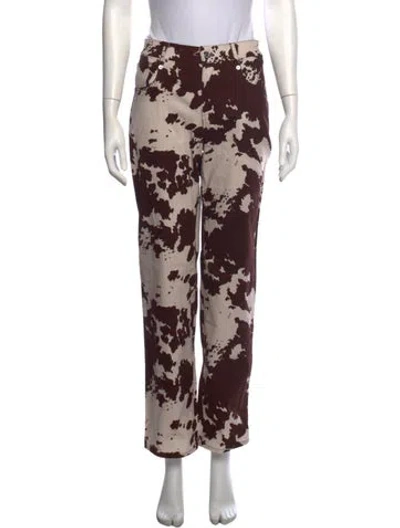 Pre-owned Miaou Animal Print Straight Leg Pants In Multicolor