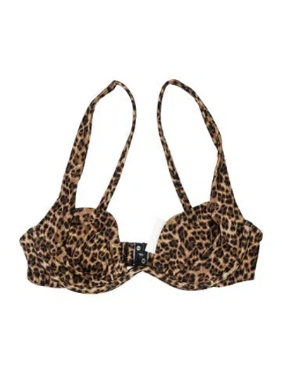 Pre-owned Miaou Animal Print Top W/ Tags In Brown