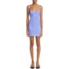 Miaou Anya Plaid Stretch Recycled Polyester Minidress In Baby Periwinkle Plaid