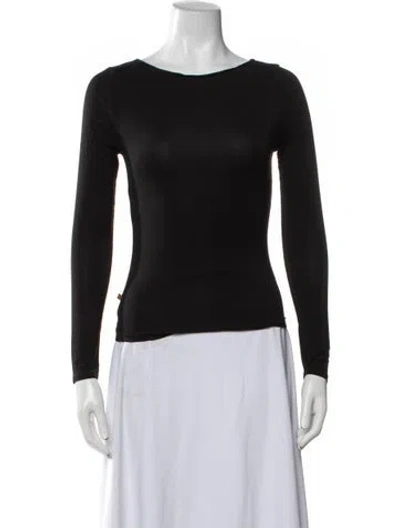 Pre-owned Miaou Bateau Neckline Long Sleeve Top In Black