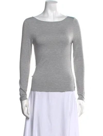 Pre-owned Miaou Bateau Neckline Long Sleeve Top W/ Tags In Gray