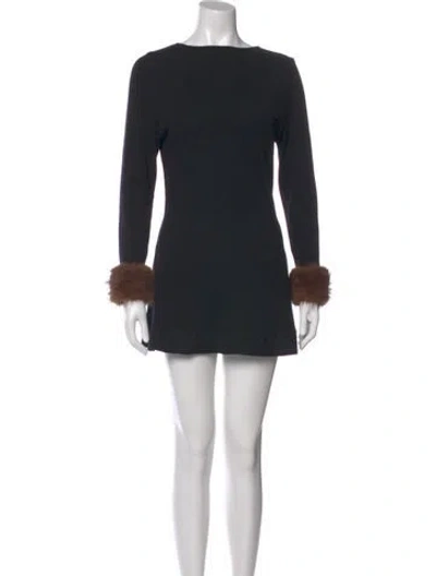 Pre-owned Miaou Bateau Neckline Mini Dress In Black