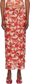 Miaou Beige & Red Topanga Midi Skirt In Orchid