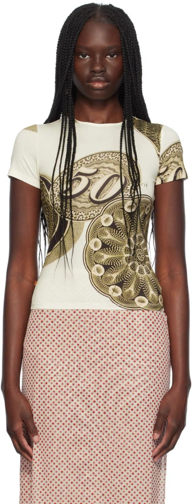 Miaou Beige Mini T-shirt In Fortune Print