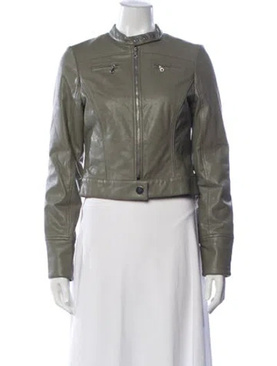 Pre-owned Miaou Biker Jacket In Green